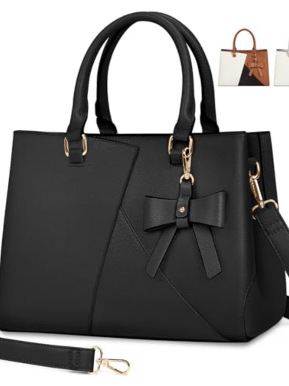 Water-Resistant PU Leather Satchel Top-Handle Crossbody Handbag